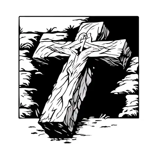 Cross and empty tomb tattoo design idea