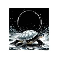 turtle outlined with names tattoo design idea