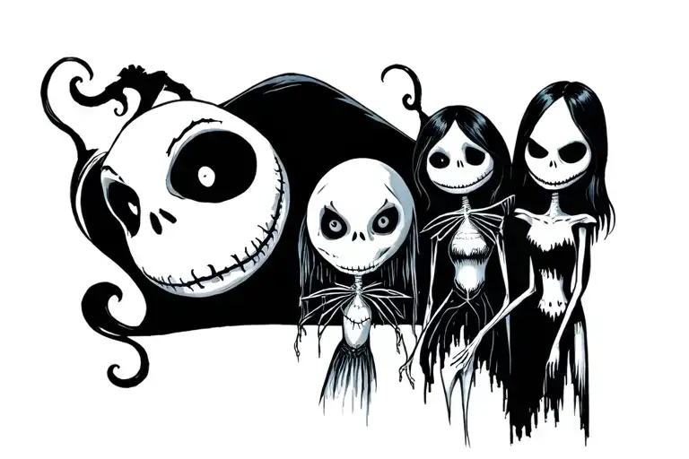 the nightmare before christmas characters tattoo design idea