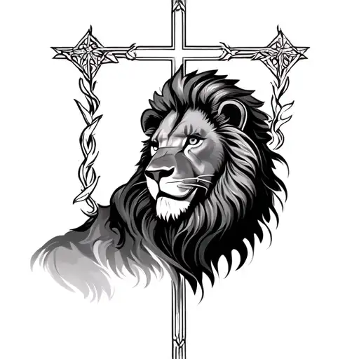 lion christianity tattoo design idea