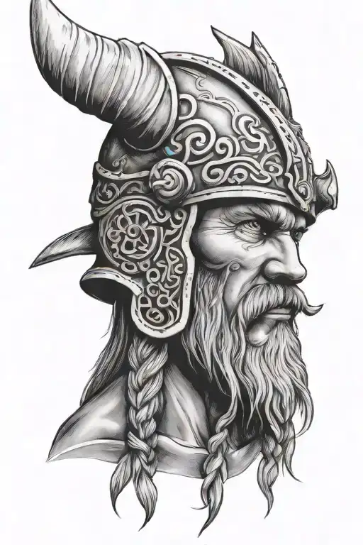 viking warrior head tattoo design idea