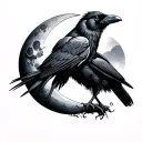 crow and moon merging together tattoo design idea