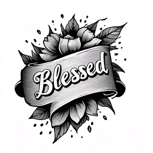 blessed written on arm tattoo design idea