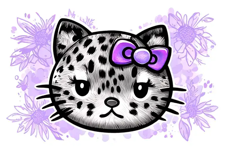 cheetah print lilac hello kitty tattoo design idea