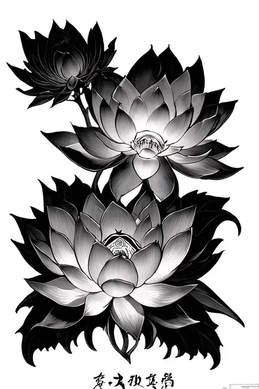 ## **1. **Lotus & Samurai Armor (蓮 × 鎧)**   - A **large, bold lotus flower** with armored plating (like *sōmen* masks o tattoo design idea
