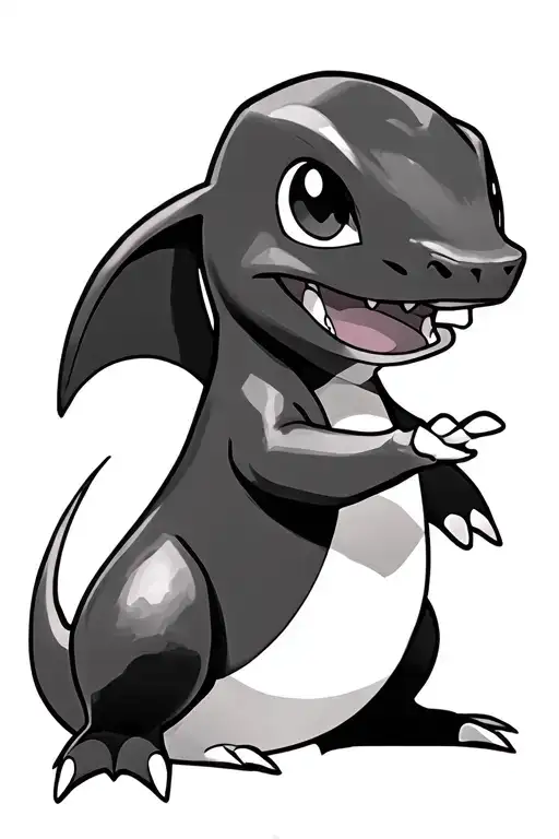 pokemon charmander evolution white and black tattoo design idea