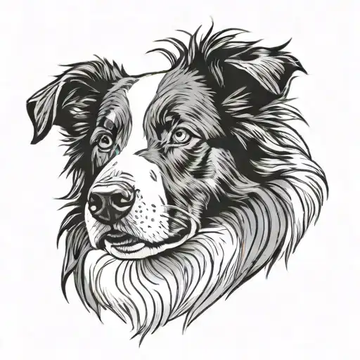 border collie outline tattoo design idea