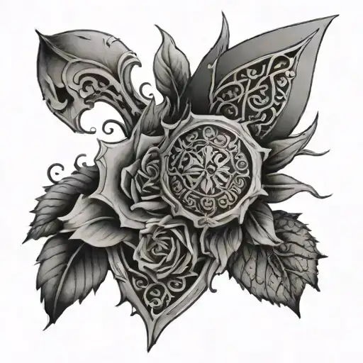 stippling style tattoo with gothic theme bicep tattoo tattoo design idea
