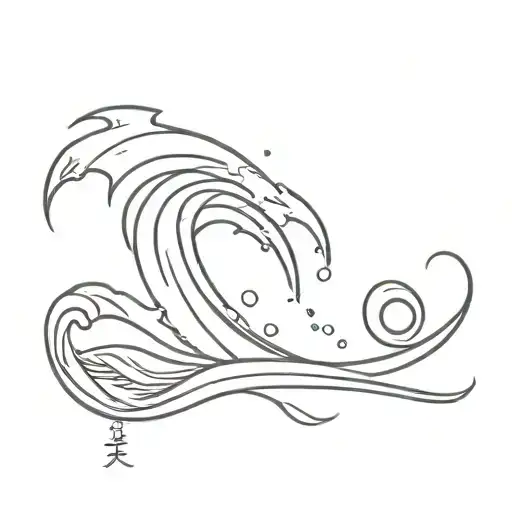 the word tsunami with a wave attached to the i in the font angel dream tattoo design idea