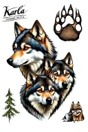 3 baby wolves, wolf paw, mamba mentality, Karla tattoo design idea