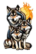 3 baby wolves, wolf paw, mamba mentality, Karla tattoo design idea