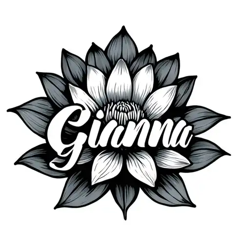 "Gianna" lotus flower name written tattoo design idea