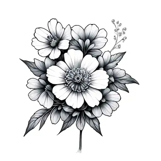 forgetmenot flower with sacred geometry tattoo design idea
