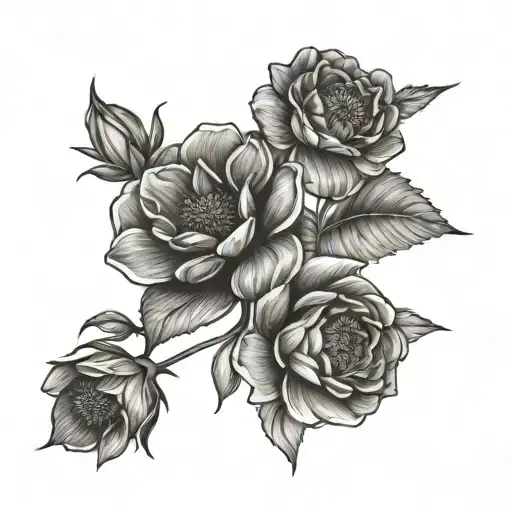 birth month flower bundle June, July, February, January and august tattoo design idea