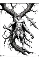 Odin hanging from Yggdrasil pierced by his own spear tattoo design idea