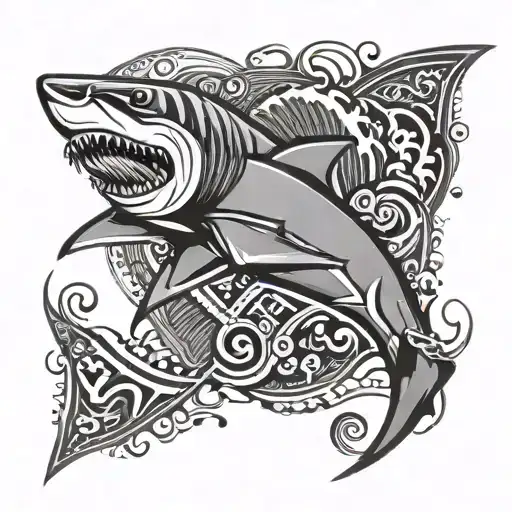 Hawaiian tribal shark tattoo tattoo design idea
