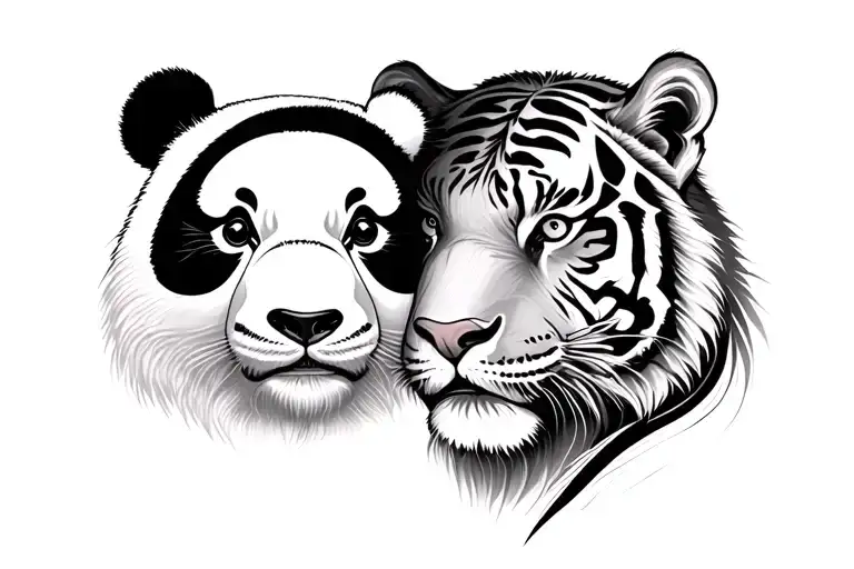 Tiger and Panda Yin Yang tattoo design idea