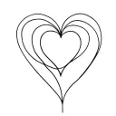 In the background, a translucent abstract line, in the foreground is a minimalistic heart tattoo design idea
