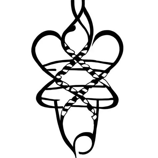 bass and treble clef intertwined hearts with DNA double helix intertwined tattoo design idea