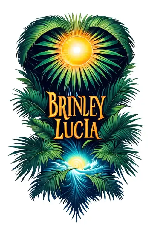 "Brinley Lucia" "Brinley Lucia" tropical Hurricane with sunshine epic 3d tattoo design idea