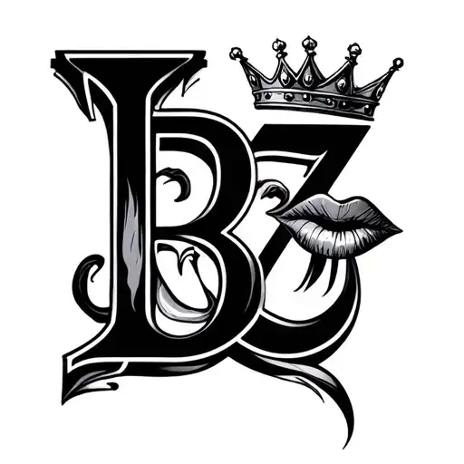 That Beatriz says with a good letter on the side and a crown on top of the b on the side and in the z that has a kiss up tattoo design idea