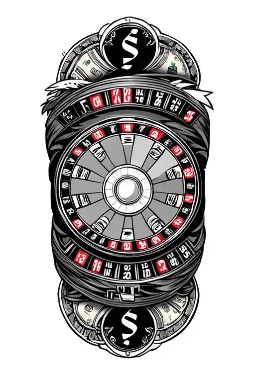 roulette 777 rice money tattoo design idea