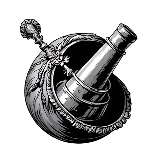 saint barbara holding mortar shell tattoo design idea