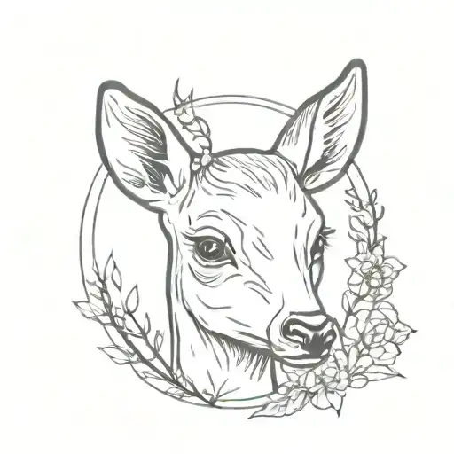 baby deer with a bee on its nose tattoo design idea