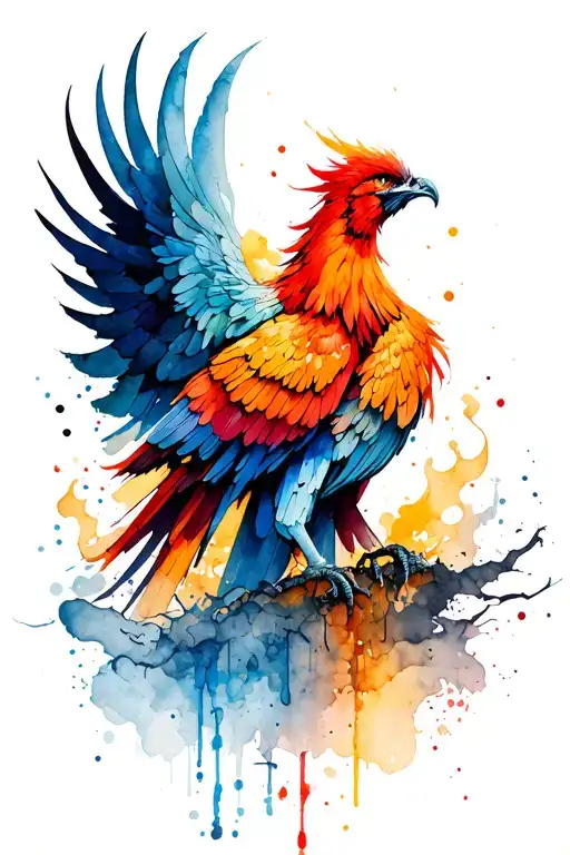 palestine phoenix rising from ashes abstract tattoo design idea