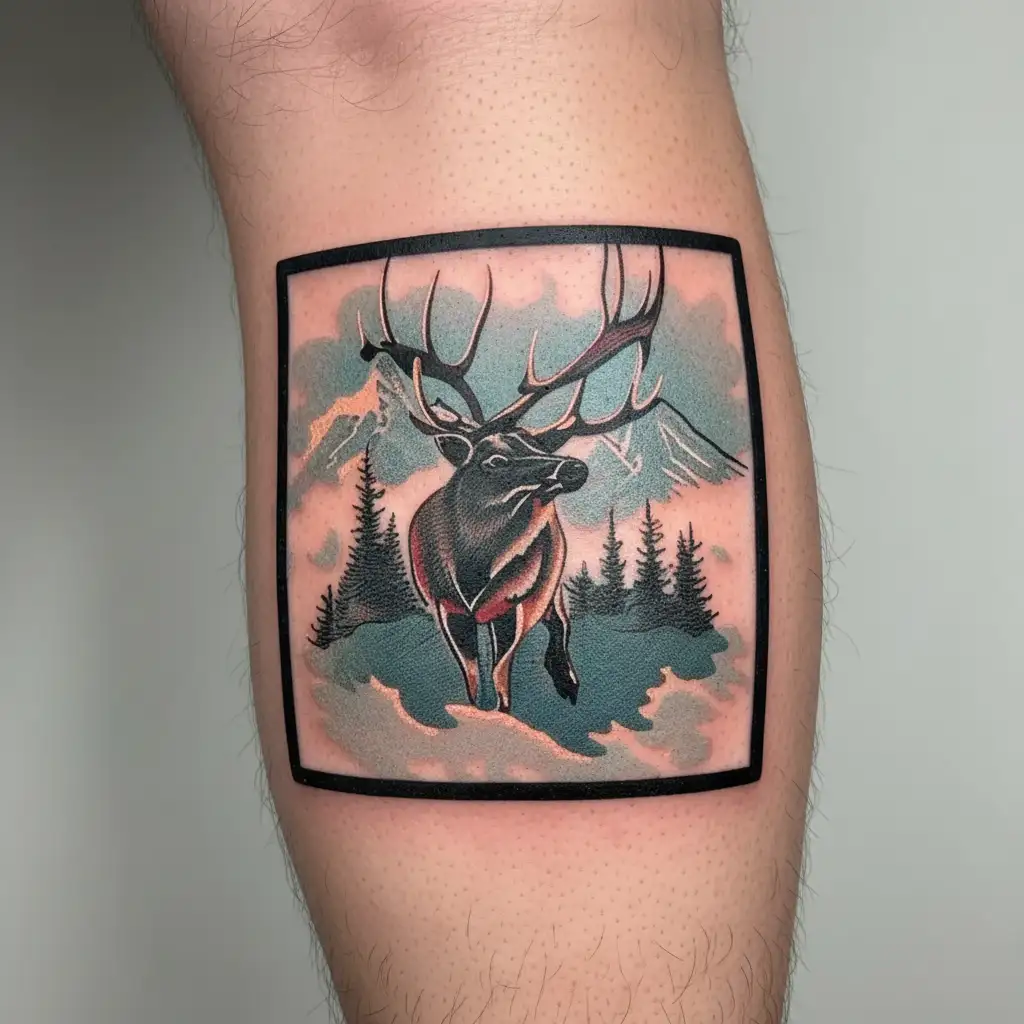 Rosevelt Elk hunting  tattoo design idea