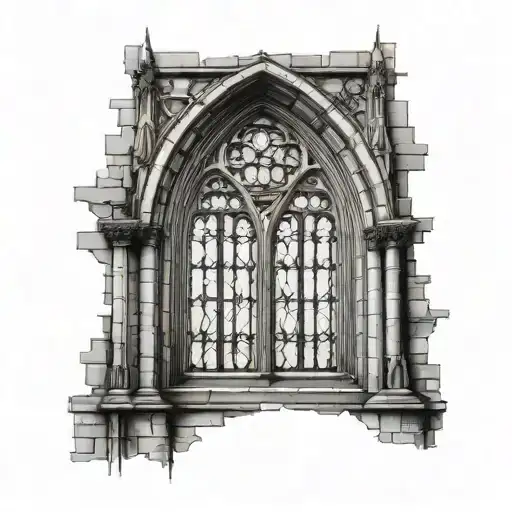 gothic church window tattoo design idea