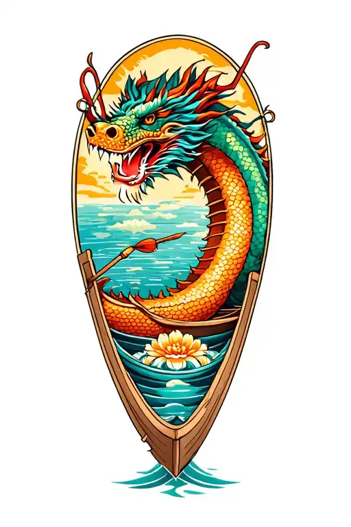 dragon boat inside represent your passion tattoo design idea