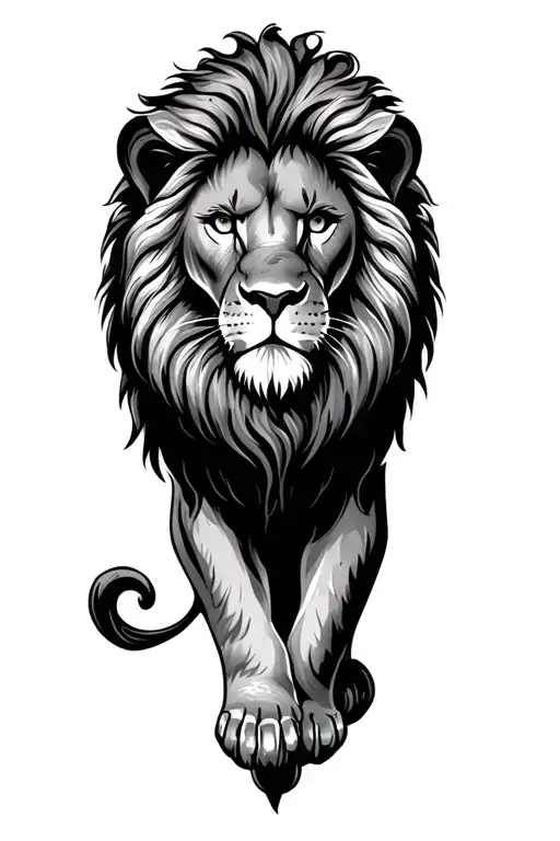 Lion on the knee tattoo design idea