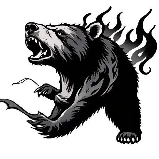 bear fire Italian California Long Beach tattoo design idea