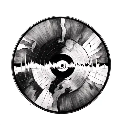 vinyl record on the sides of the Ekg line disc tattoo design idea