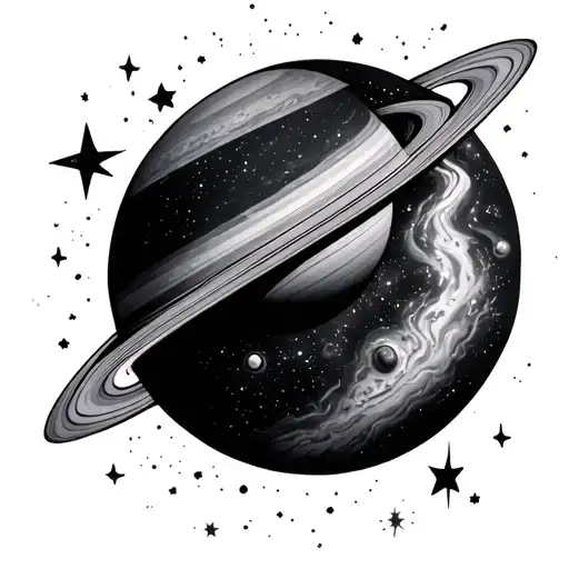 space planets stars and nebulas tattoo design idea
