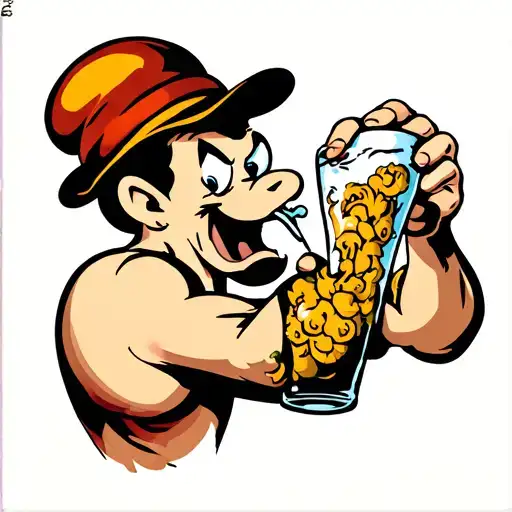Popeye drinking tattoo design idea
