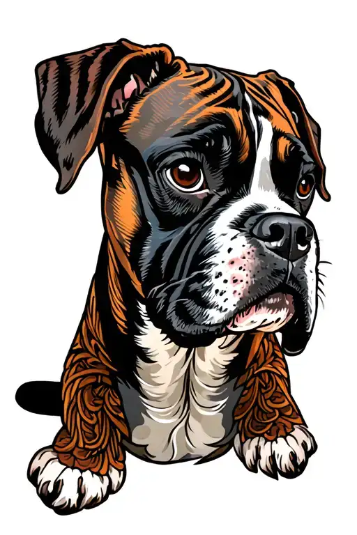 brindle boxer dog tattoo design idea