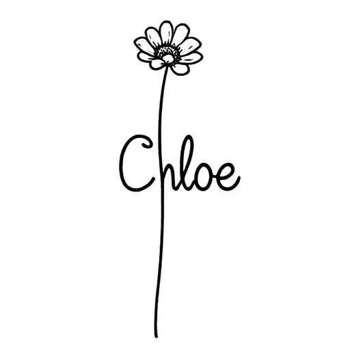 "Chloe " single flower with name as the stem  tattoo design idea
