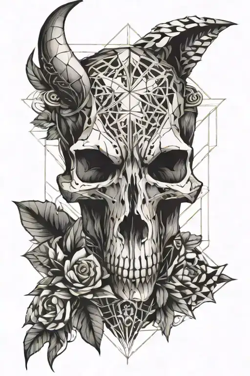 Animal skull surrounded tattoo design idea