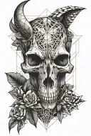 Animal skull surrounded tattoo design idea