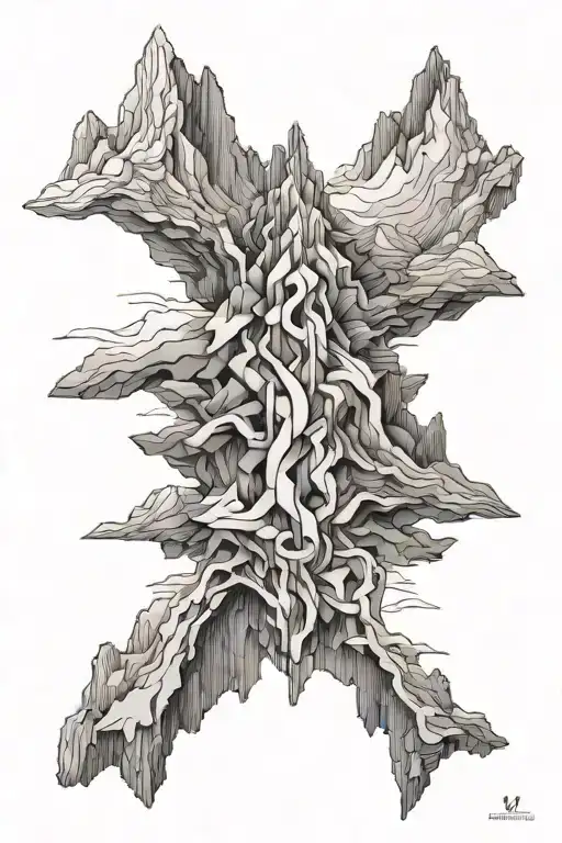 the mont blanc range with the beginning in puzzle tattoo design idea