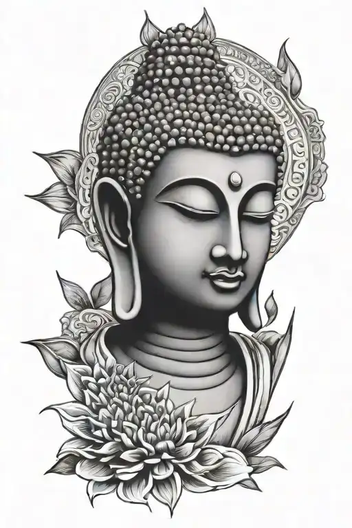 Buddha with Tamil culture tattoo design idea