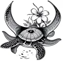  A stingray with a with a turtle in the middle of the stingray. The Tail of the stingray will be a Hawaiian flower.  tattoo design idea