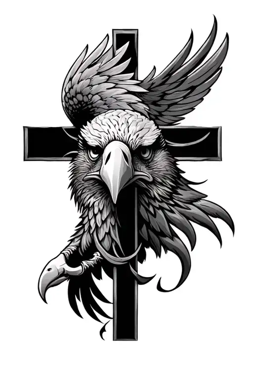  cross with eagle face tattoo design inspired tattoo design idea