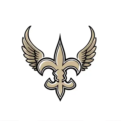 New Orleans saints logo intertwined with heart and wings  tattoo design idea