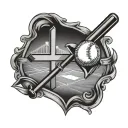 cross and baseball diamond tattoo design idea