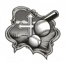 cross and baseball diamond tattoo design idea