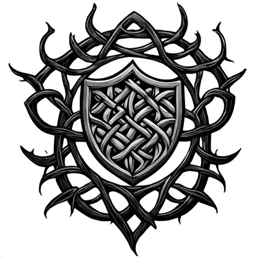 Celtic tree of life with Celtic knot shield in the middle  tattoo design idea