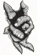 torn open hand reaching tattoo design idea